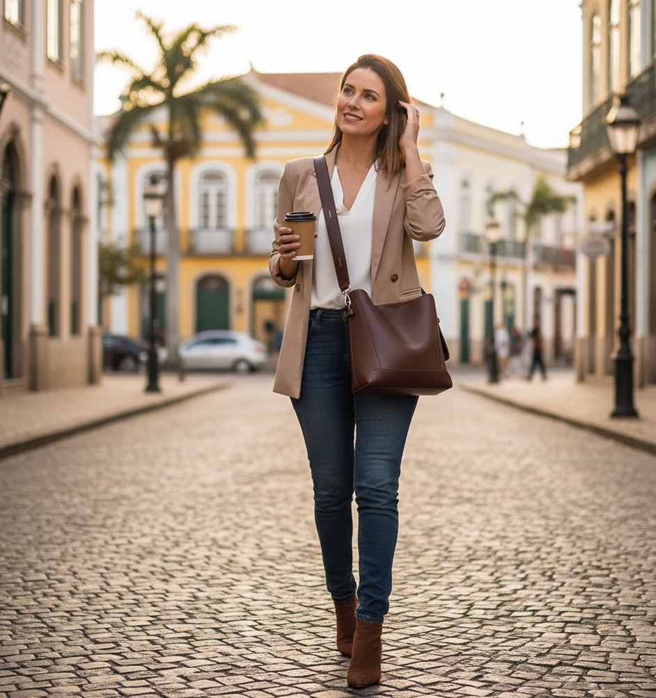 Bolso de Hombro para Mujer de Cuero PU de Gran Capacidad Impermeable Modelo Belle